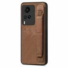 For vivo X60 Retro Wristband Holder Leather Back Phone Case(Brown) - 1
