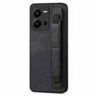 For vivo Y35 4G Retro Wristband Holder Leather Back Phone Case(Black) - 1