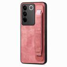 For vivo S16 / V27 Retro Wristband Holder Leather Back Phone Case(Pink) - 1