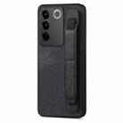 For vivo S16 / V27 Retro Wristband Holder Leather Back Phone Case(Black) - 1