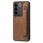 For vivo S16 / V27 Retro Wristband Holder Leather Back Phone Case(Brown) - 1