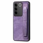 For vivo S16 / V27 Retro Wristband Holder Leather Back Phone Case(Purple) - 1