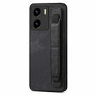 For vivo Y15s / Y10 Retro Wristband Holder Leather Back Phone Case(Black) - 1