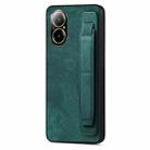 For Realme C67 4G Retro Wristband Holder Leather Back Phone Case(Green) - 1