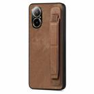 For Realme C67 4G Retro Wristband Holder Leather Back Phone Case(Brown) - 1