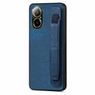 For Realme C67 4G Retro Wristband Holder Leather Back Phone Case(Blue) - 1