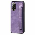 For Realme C67 4G Retro Wristband Holder Leather Back Phone Case(Purple) - 1