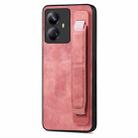 For Realme 10 Pro+ Retro Wristband Holder Leather Back Phone Case(Pink) - 1