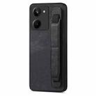 For Realme 10 4G Retro Wristband Holder Leather Back Phone Case(Black) - 1