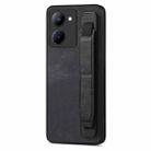 For Realme C33 Retro Wristband Holder Leather Back Phone Case(Black) - 1