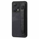 For Realme 9 Pro+ Retro Wristband Holder Leather Back Phone Case(Black) - 1