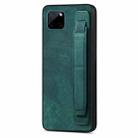 For Realme C21Y Retro Wristband Holder Leather Back Phone Case(Green) - 1