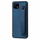 For Realme C21 Retro Wristband Holder Leather Back Phone Case(Blue) - 1