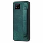 For Realme C20 Retro Wristband Holder Leather Back Phone Case(Green) - 1