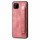 For Realme C20 Retro Wristband Holder Leather Back Phone Case(Pink) - 1