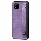 For Realme C20 Retro Wristband Holder Leather Back Phone Case(Purple) - 1