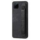 For Realme C15 Retro Wristband Holder Leather Back Phone Case(Black) - 1