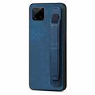 For Realme C15 Retro Wristband Holder Leather Back Phone Case(Blue) - 1