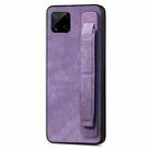 For Realme C15 Retro Wristband Holder Leather Back Phone Case(Purple) - 1