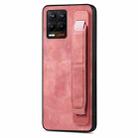 For Realme 8 / 8 Pro Retro Wristband Holder Leather Back Phone Case(Pink) - 1
