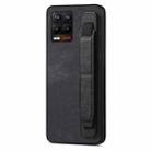 For Realme 8 / 8 Pro Retro Wristband Holder Leather Back Phone Case(Black) - 1