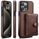 For iPhone 15 Pro Max Suteni M1 Oil Wax MagSafe Detachable Horizontal Card Bag Phone Case(Brown) - 1