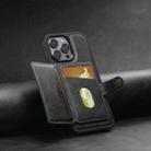 For iPhone 15 Suteni M1 Oil Wax MagSafe Detachable Horizontal Card Bag Phone Case(Black) - 3