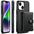 For iPhone 14 Plus Suteni M1 Oil Wax MagSafe Detachable Horizontal Card Bag Phone Case(Black) - 1