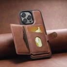 For iPhone 14 Plus Suteni M1 Oil Wax MagSafe Detachable Horizontal Card Bag Phone Case(Brown) - 3