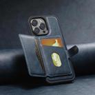 For iPhone 14 Plus Suteni M1 Oil Wax MagSafe Detachable Horizontal Card Bag Phone Case(Blue) - 3