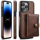 For iPhone 14 Pro Suteni M1 Oil Wax MagSafe Detachable Horizontal Card Bag Phone Case(Brown) - 1