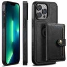 For iPhone 13 Pro Max Suteni M1 Oil Wax MagSafe Detachable Horizontal Card Bag Phone Case(Black) - 1