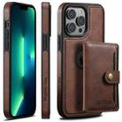 For iPhone 13 Pro Max Suteni M1 Oil Wax MagSafe Detachable Horizontal Card Bag Phone Case(Brown) - 1