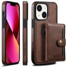 For iPhone 13 Suteni M1 Oil Wax MagSafe Detachable Horizontal Card Bag Phone Case(Brown) - 1