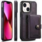 For iPhone 13 Suteni M1 Oil Wax MagSafe Detachable Horizontal Card Bag Phone Case(Purple) - 1