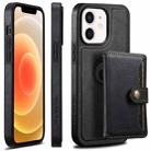 For iPhone 12  Suteni M1 Oil Wax MagSafe Detachable Horizontal Card Bag Phone Case(Black) - 1