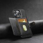For iPhone 12  Suteni M1 Oil Wax MagSafe Detachable Horizontal Card Bag Phone Case(Black) - 3