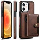 For iPhone 12  Suteni M1 Oil Wax MagSafe Detachable Horizontal Card Bag Phone Case(Brown) - 1