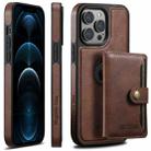 For iPhone 12 Pro Max Suteni M1 Oil Wax MagSafe Detachable Horizontal Card Bag Phone Case(Brown) - 1