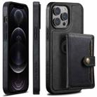 For iPhone 12 Pro Suteni M1 Oil Wax MagSafe Detachable Horizontal Card Bag Phone Case(Black) - 1