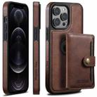 For iPhone 12 Pro Suteni M1 Oil Wax MagSafe Detachable Horizontal Card Bag Phone Case(Brown) - 1