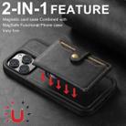 For iPhone 16 Suteni M1 Oil Wax MagSafe Detachable Horizontal Card Bag Phone Case(Black) - 3