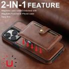 For iPhone 16 Suteni M1 Oil Wax MagSafe Detachable Horizontal Card Bag Phone Case(Brown) - 3