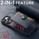 For iPhone 16 Suteni M1 Oil Wax MagSafe Detachable Horizontal Card Bag Phone Case(Blue) - 3