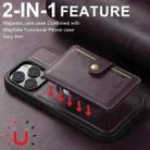 For iPhone 16 Suteni M1 Oil Wax MagSafe Detachable Horizontal Card Bag Phone Case(Purple) - 3