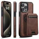 For iPhone 15 Pro Max Suteni M2 Oil Wax MagSafe Horizontal Card Bag Phone Case(Brown) - 1