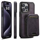 For iPhone 15 Pro Suteni M2 Oil Wax MagSafe Horizontal Card Bag Phone Case(Purple) - 1