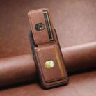 For iPhone 15 Plus Suteni M2 Oil Wax MagSafe Horizontal Card Bag Phone Case(Brown) - 3