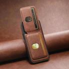 For iPhone 15 Suteni M2 Oil Wax MagSafe Horizontal Card Bag Phone Case(Brown) - 3