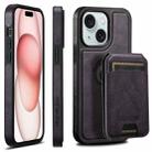 For iPhone 15 Suteni M2 Oil Wax MagSafe Horizontal Card Bag Phone Case(Purple) - 1